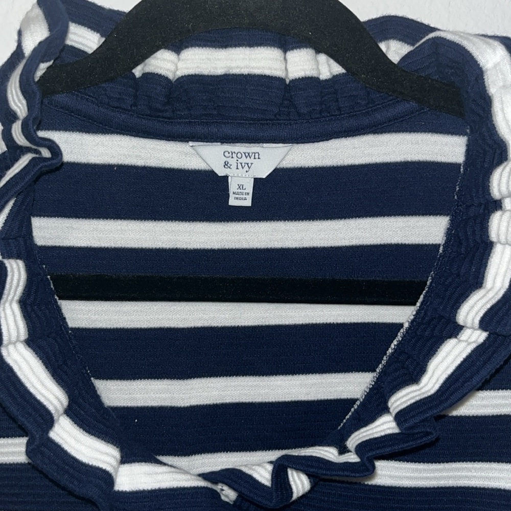 Crown & Ivy Navy and White Striped Tank Top - Picture 2 of 4